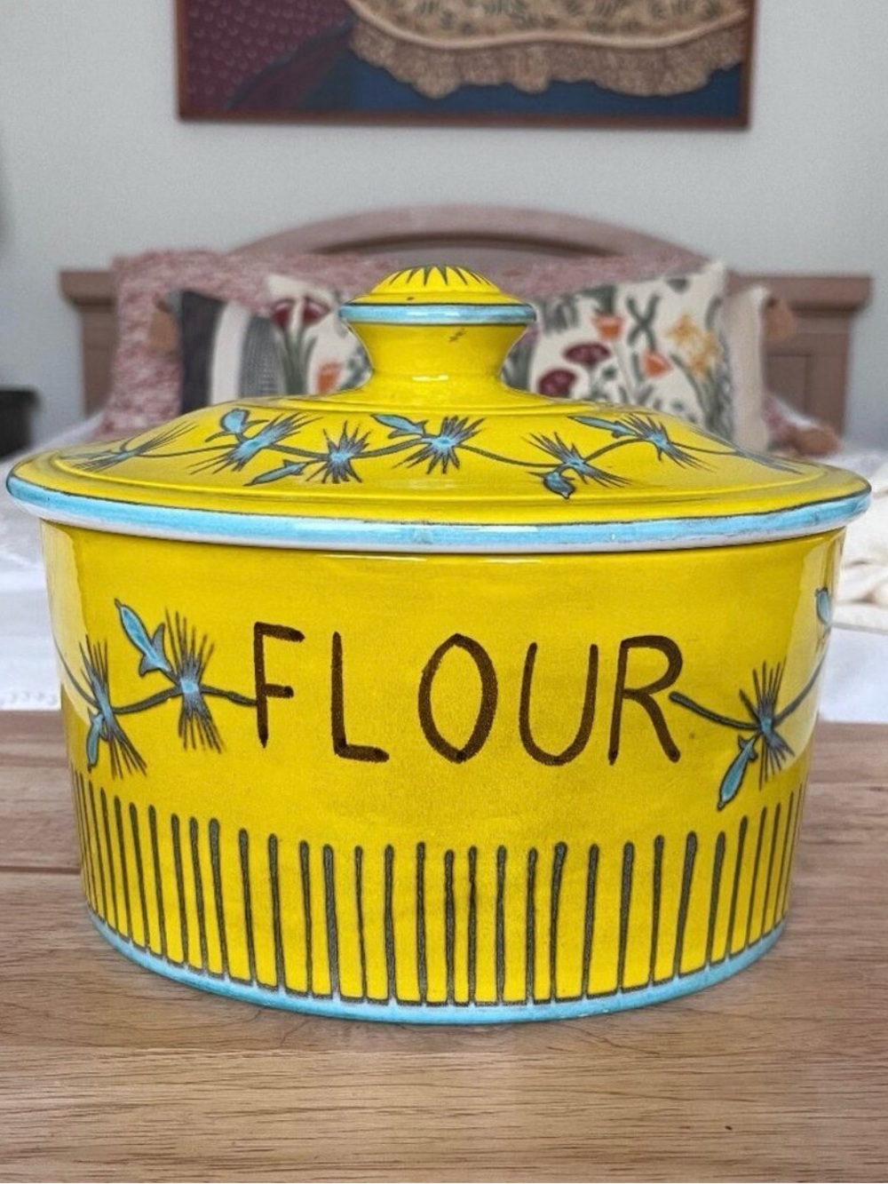Vintage Made in Italy Ceramic Kitchen Baking Flour Container